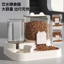 疯狂的主人 猫粮自动喂食器饮水一体猫碗狗碗猫食盆猫咪猫盆宠物用品喝水双碗