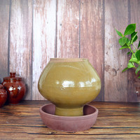 蜀艺仁 土陶泡菜坛子 25L 50斤 含底盖