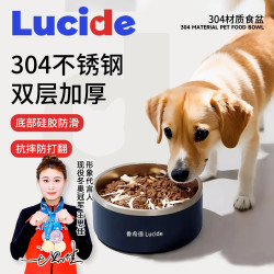鲁希德 猫碗狗碗防打翻304食品级不锈钢碗喂食器狗盆中大型犬猫碗S码