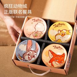 迪士尼 新款疯狂动物城朱迪尼克健康陶瓷釉下彩儿童饭碗卡通礼物
