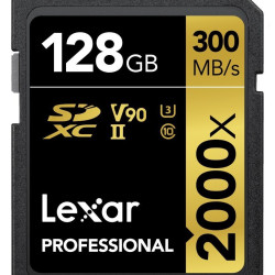 Lexar 128GB SDXC存储卡 2000x UHS-II V90 U3 300MB/s读写