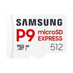Samsung 三星 P9 Express microSD Express 卡,512GB microSDXC 存储卡,高达 800 MB/s,适用于 Nintendo-Switch 2(MB MK512T/AM)