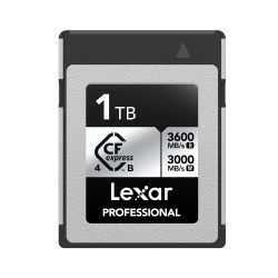 Lexar 专业 CFexpress 4.0 B 型银色系列 1TB,Tybe B 卡高达 3600MB/s 读取,2600MB/s 写入,8K 原始视频的 CF 卡,数码单反相机的 CF 存储卡,反向使用 XQD 相机