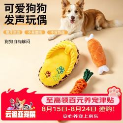 HOUYA 狗狗玩具绳结小狗幼犬磨牙柯基洁牙解压自嗨毛绒发声拖鞋