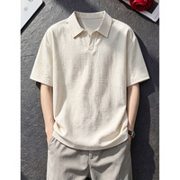 月伊纺 夏季冰丝POLO衫男士百搭短袖宽松大码体恤青年半袖潮流上衣打底衫
