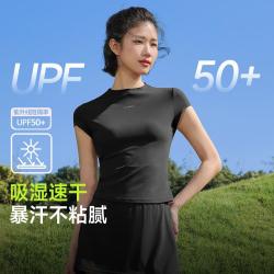 骆驼 正肩短袖女士T恤夏新款速干显瘦半高领弹力气质打底上衣
