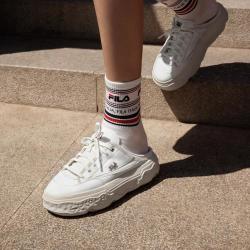 FILA 女士帆布鞋女子休闲时尚潮流舒适轻便复古帆布鞋