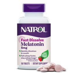 NATROL 褪黑素快速溶解片，可帮助您更快入睡，更快地保持睡觉时间更长，易服用于口中，溶解更快，吸收很好，5mg 150 467.921，草莓味，150粒