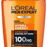 L'Oréal Paris 巴黎欧莱雅 Men Expert XXXL 男士沐浴露和洗发水,淋浴浴,用于清洁身体、头发和面部,男士身体护理,持久清新,含有牛磺酸,Hydra Energy,1 x 1000 毫升