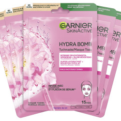 Garnier 卡尼尔布面膜,适用于淡皮肤的面膜,发光和保湿,含透明质酸和樱花,Hydra Bomb,5 x 28克