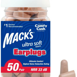 MACK'S 超软泡沫耳塞,50 对 - 33dB 最高NRR,舒适的耳塞适用于睡觉、打鼾、旅行、音乐会、学习、响亮的噪音、工作 | 美国制造
