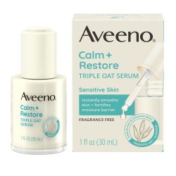Aveeno 艾惟诺 镇定+恢复三重燕麦保湿面部精华，适合敏感性皮肤，轻盈，可平滑和强化皮肤，低变应原，无香料和对羟基苯甲酸酯,30ml