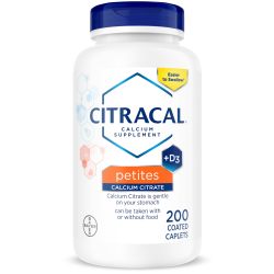 Citracal Petites,400毫克柠檬酸钙,易吸收,高度溶解,含12.5微克(500 IU)维生素 D3,骨骼健康支持,适合 12 岁以上儿童,更小,更容易吞咽,200 摄氏度 计数 计数