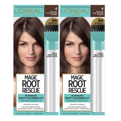 L'Oreal Paris 巴黎欧莱雅 永久染发膏 10分钟快速补染发根 低氨配方 深棕色 遮盖白发