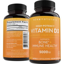 Viva Naturals 维生素D3软胶囊 5000单位 高浓度骨骼健康 360粒