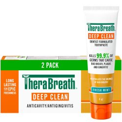 TheraBreath 深层清洁牙膏 杀菌99.9% 防口臭牙龈炎牙菌斑 含氟温和美白 防蛀护齿 清新薄荷味 113g*2支装