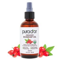 PURA D'OR 有机玫瑰果籽油 USDA认证 抗衰老 修护肌肤118ml