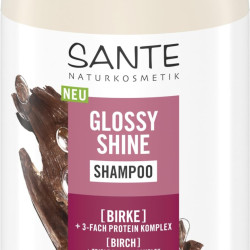 SANTE Naturkosmetik Glossy Shine 洗发水有机桦树叶提取物 + 三重蛋白质复合物,纯素保湿护发,更加闪亮光滑,含精致椰子香味,950毫升