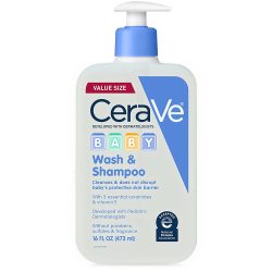 CeraVe 婴儿洗发沐浴露 二合一无泪配方 神经酰胺维生素E保湿温和清洁 无香料无硫酸盐 473ml