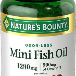 Nature's Bounty 自然之宝 迷你鱼油软胶囊,1290毫克,Omega-3,支持心脏健康,无异味,90粒迷你涂层软胶囊