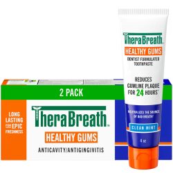 TheraBreath 健康牙龈牙膏,12 小时对抗口臭,含含氟化剂,防蛀和牙龈炎,洁净薄荷,4 盎司(约 113.4 克),2 件装