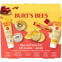 Burt's Bees 护手霜护脚霜润唇膏礼盒套装 6件装旅行装 杏仁牛奶蜂蜜葡萄籽椰子石榴 保湿滋润干燥肌肤 指甲边缘护理 天然成分无硫酸盐,足霜21.2g+护手霜7.08g+护手膏8.5g+角质层护理霜8.5g+保湿唇膏4.25g+滋养护手霜21.2g