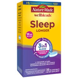 Nature Made Wellblends 睡得更长,褪黑素10毫克,茶氨酸100毫克,GABA 100毫克,睡眠补充剂,35片三层片