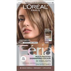 L'Oreal Paris 巴黎欧莱雅 多层次闪亮永久染发剂 持久显色凝胶质地 B61市中心棕色 冷调棕色 专业染发护发套装