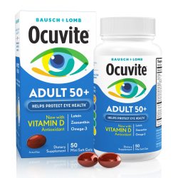 OCUVITE 成人 50+ 眼部维生素和矿物质补充剂，含叶黄素、玉米黄质和 来自 Bausch + Lomb的Omega-3 50粒