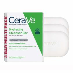CeraVe 保湿洁面皂 无皂基身体面部清洁 含神经酰胺透明质酸 无香料敏感肌适用 127g*3块装