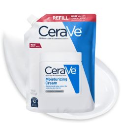CeraVe 保湿霜,身体和面部保湿霜,适用于干性皮肤,身体霜,含透明质酸和神经酰胺,日常保湿霜,无油,不含香料,不致粉刺, 453g 补充装