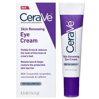 CeraVe 抗皱眼霜,含肽 + 咖啡因 + 烟酰胺的眼底霜,适用于皱纹和鱼尾纹,不含防腐剂,经眼科医生测试