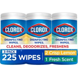 Clorox 消毒湿巾超值套装,家用必备品,75 片装,3 件装(包装可能有所不同)