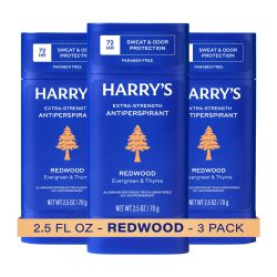 HARRY'S 超强止汗剂 - 男士气味和增强吸汗止汗剂 - 红木(3 支装)