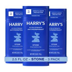 HARRY'S Extra-Strength 止汗剂 - 男士气味和增强吸汗止汗剂 - Stone 2.5 盎司(约 70.9 克)(3 件装)