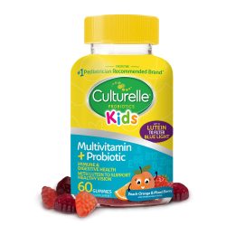 Culturelle 康萃乐 多种维生素 帮助消化 60粒果冻状维生素,每瓶 桃橙和混合莓果味 纯素 1件装 适合12岁-21岁