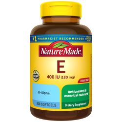 Nature Made 维生素 E 180 毫克(400 IU)dl-α,抗氧化剂补充剂,300 粒软胶囊,300 天供应量