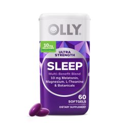 OLLY 超强睡眠软胶囊,10 毫克褪黑素,L-茶氨酸,洋甘菊,镁,柠檬香脂,支持深度安宁睡眠,夜间睡眠辅助,非习惯形成 - 60 粒