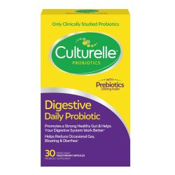 Culturelle 康萃乐 男女日常益生菌胶囊,最临床研究的益生菌菌株,消化和肠道健康,支持偶尔的腹泻,胀气和腹胀,1 个月供应量,30 克拉