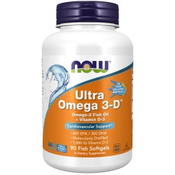 NOW 诺奥 浓缩深海鱼油胶囊 Omega-3+维D3 心血管健康 90粒