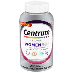 Centrum 善存 银装女性复合维生素片（50岁以上女性适用），含维生素D3、B族维生素，非转基因成分，支持老年人记忆力和认知能力 - 200粒装