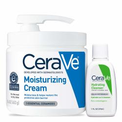 CeraVe 面霜 保湿 滋润 清洁 治疗湿疹 2件套 适合青少年 玻尿酸 适合正常肤质,保湿面霜453g+保湿面部清洁29ml