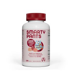 SmartyPants 儿童复合维生素软糖:Omega 3 鱼油(EPA/DHA)、维生素 D3、C、维生素 B12、B6、A、K 和锌用于免疫支持,生物素、葡萄、樱桃和浆果口味,120 粒(30 天 供应) )