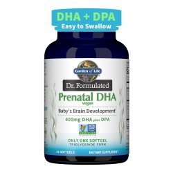 Garden of Life Dr. 配方产前素食 DHA - 经认证的素食欧米茄 3 补充剂,含 400 毫克 DHA + DPA,来自藻类 3 英寸(约 7.6 厘米)甘油三酯形式,非转基因藻类 Omega 3,适合素食主义者,30 粒软胶囊