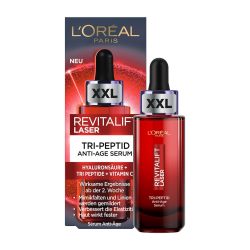 L'Oréal Paris 巴黎欧莱雅 三肽精华,紧致和补充抗衰老面部精华,3合1效果,含有摩洛哥坚果肽,透明质酸和维生素 C,焕活激光,1 x 50毫升