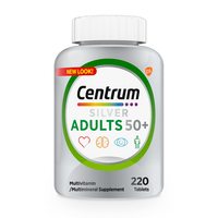 Centrum 善存 银复合维生素补充剂,适合50岁以上成人,含维生素 D3、B、钙和抗氧化剂,不含麸质,非转基因成分,220 片