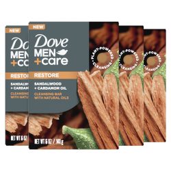 DOVE MEN + CARE 男士洁面皂 檀香豆蔻香型 4合1头发身体面部剃须皂 植物洁面成分天然精油 滋养保湿 141g*4块装