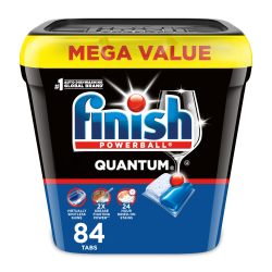 FINISH Quantum 强力球,洗碗机豆荚,洗碗机洗涤液,洗碗皂,高级清洁和光泽,84 克拉洗碗机片