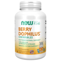 NOW 诺奥 补充剂 Berry Dophilus 10 种益生菌菌株，加糖木糖醇，菌株验证，120 粒咀嚼片，包装可能不同