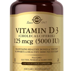 SOLGAR 维生素D3胶囊 125微克5000IU 240粒 成人骨骼免疫支持